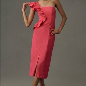 NWT Anthropologie Linen Blend Column Midi Dress